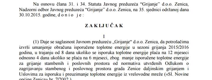 Umanjenje računa za grijanje