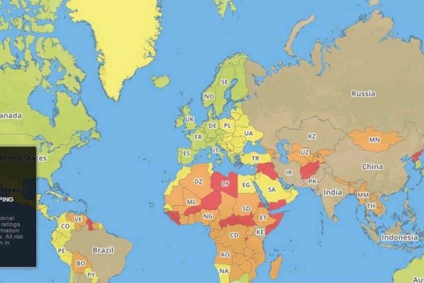 Najopasnije zemlje za putovanja su Sirija i Afganistan, a najsigurnije Norveška i Island